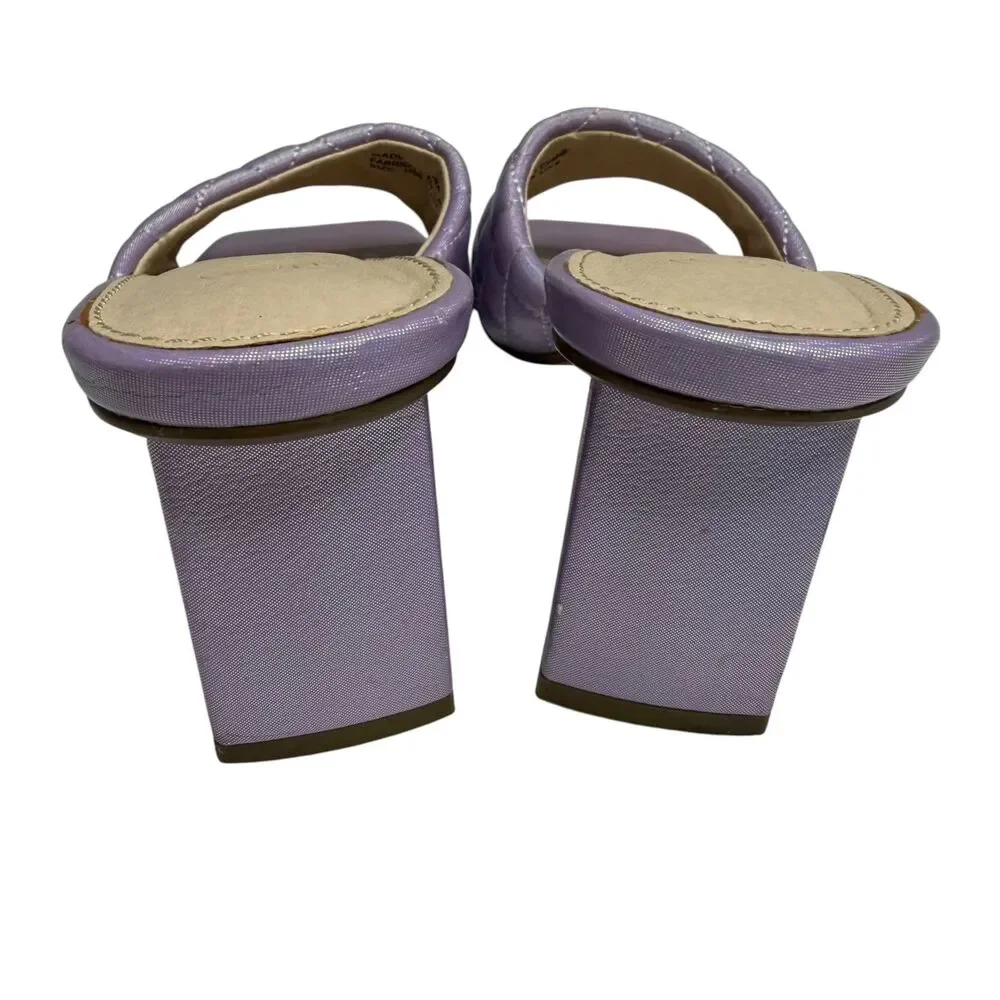 Urban Outfitters Callie Quilted Mule Slide Pump Sandal Shoe Block Heel Purple 8